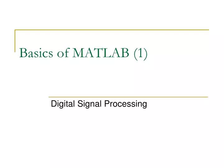 basics of matlab 1