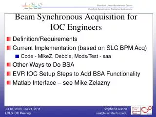 Beam Synchronous Acquisition for IOC Engineers