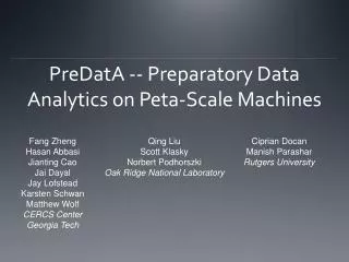 PreDatA -- Preparatory Data Analytics on Peta-Scale Machines