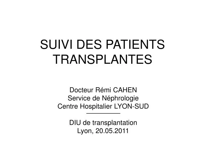 suivi des patients transplantes