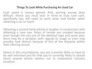 Things To Look While Purchasing An Used Car