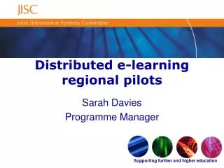 Distributed e-learning regional pilots