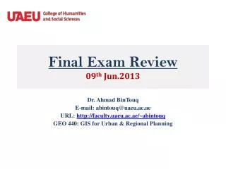 Final Exam Review 09 th Jun.2013