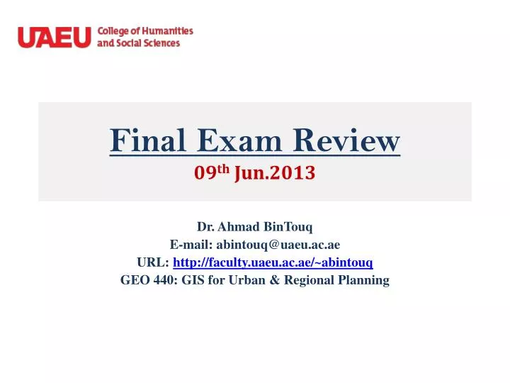 final exam review 09 th jun 2013
