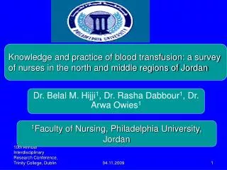 Dr. Belal M. Hijji 1 , Dr. Rasha Dabbour 1 , Dr. Arwa Owies 1