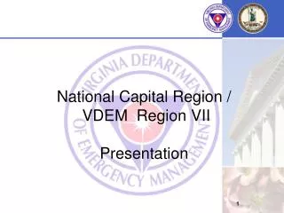National Capital Region / VDEM Region VII Presentation