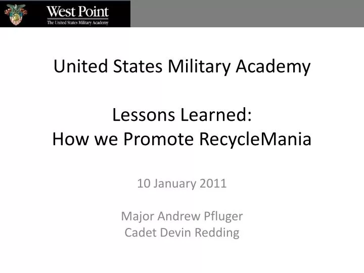 united states military academy lessons learned how we promote recyclemania