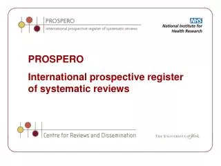PROSPERO International prospective register of systematic reviews