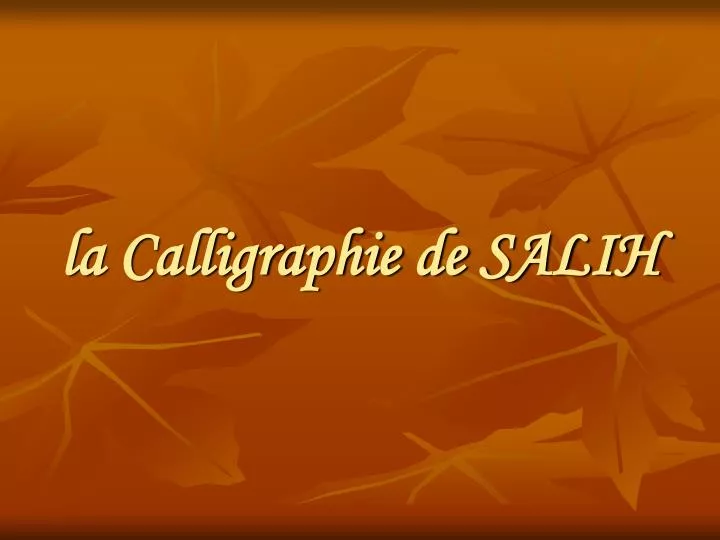 la calligraphie de salih
