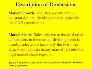 Description of Dimensions