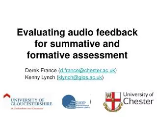 Evaluating audio feedback for summative and formative assessment