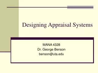 Designing Appraisal Systems