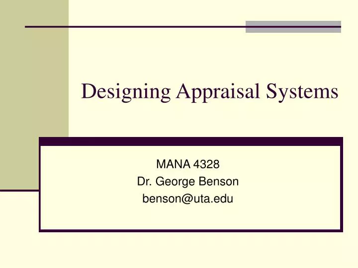 designing appraisal systems