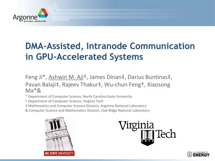 dma assisted intranode communication in gpu accelerated systems