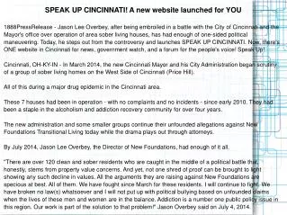 SPEAK UP CINCINNATI! A new website launched for YOU