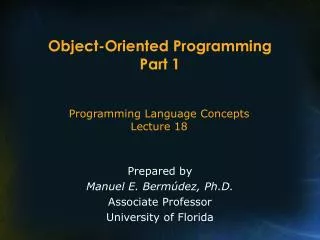 Object-Oriented Programming Part 1