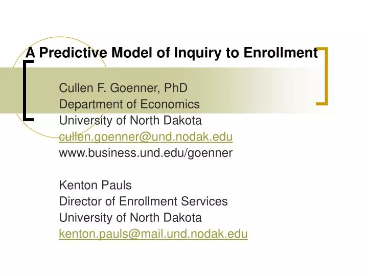 a predictive model of inquiry to enrollment