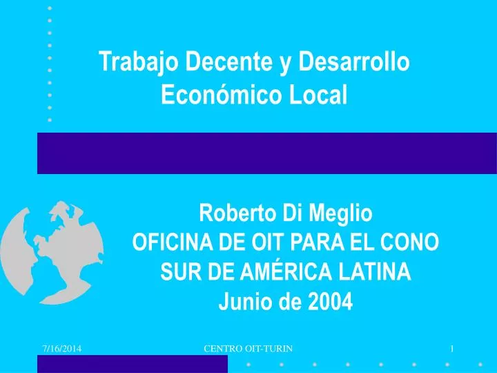 trabajo decente y desarrollo econ mico local