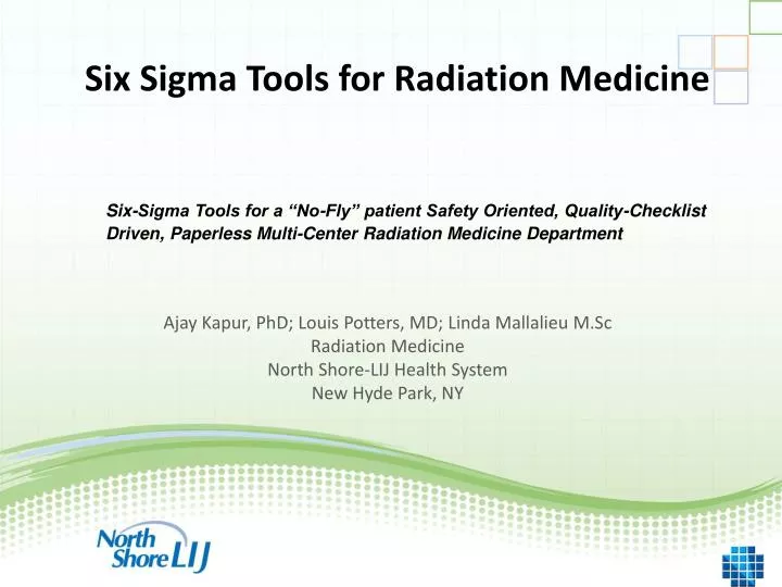 six sigma tools for radiation medicine