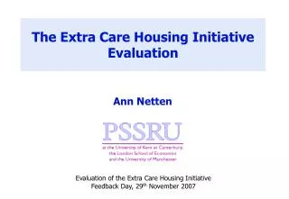 The Extra Care Housing Initiative Evaluation