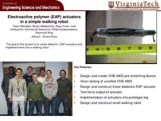 Electroactive polymer (EAP) actuators in a simple walking robot