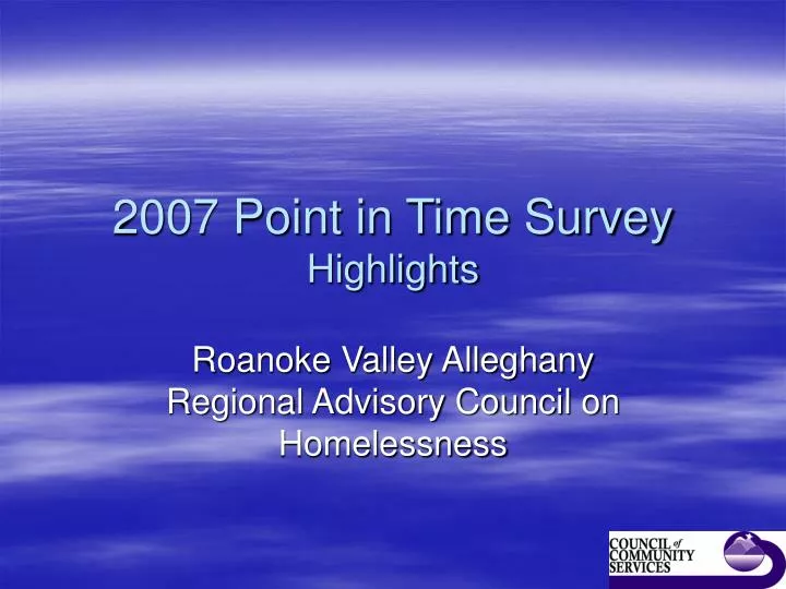 2007 point in time survey highlights
