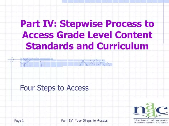 part iv stepwise process to access grade level content standards and curriculum