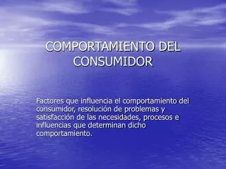 comportamiento del consumidor