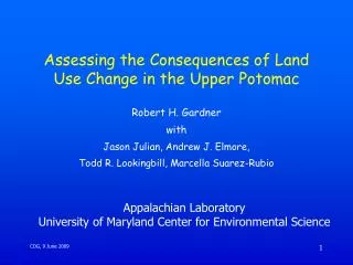 Assessing the Consequences of Land Use Change in the Upper Potomac