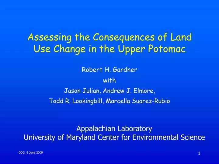 assessing the consequences of land use change in the upper potomac