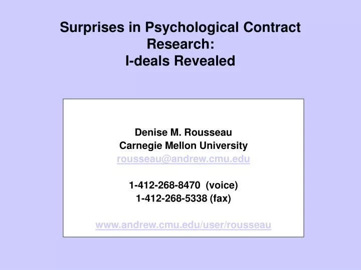surprises in psychological contract research i deals revealed