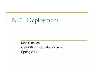 .NET Deployment