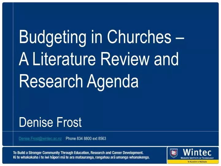 budgeting in churches a literature review and research agenda denise frost