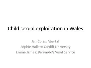 Child sexual exploitation in Wales