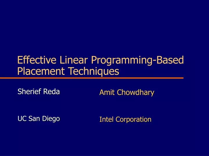 effective linear programming based placement techniques