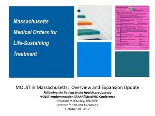 Massachusetts Medical Orders for Life-Sustaining Treatment