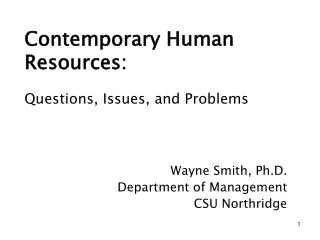 Contemporary Human Resources: