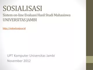 UPT Komputer Universitas Jambi November 2012