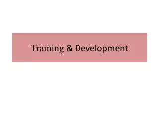 Training &amp; Development