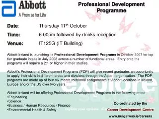 Date : 		Thursday 11 th October Time: 		6.00pm followed by drinks reception