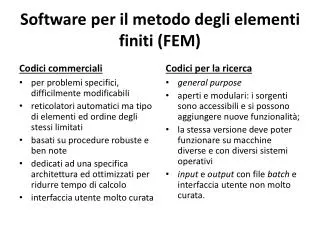 software per il metodo degli elementi finiti fem