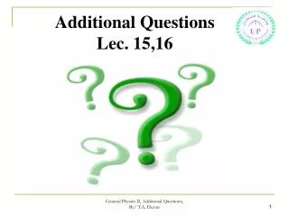 Additional Questions Lec. 15,16
