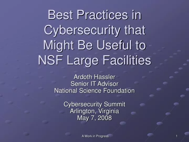 best practices in cybersecurity that might be useful to nsf large facilities