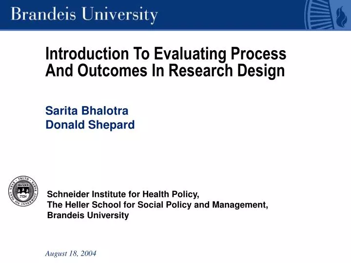 introduction to evaluating process and outcomes in research design