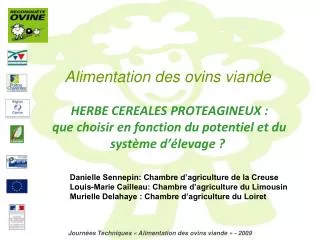 Journées Techniques « Alimentation des ovins viande » - 2009