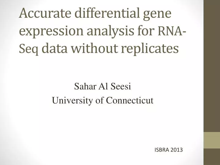 accurate differential gene expression analysis for rna seq data without replicates