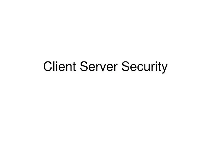 client server security