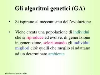 gli algoritmi genetici ga