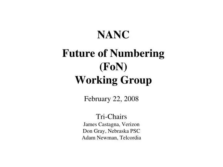nanc future of numbering fon working group
