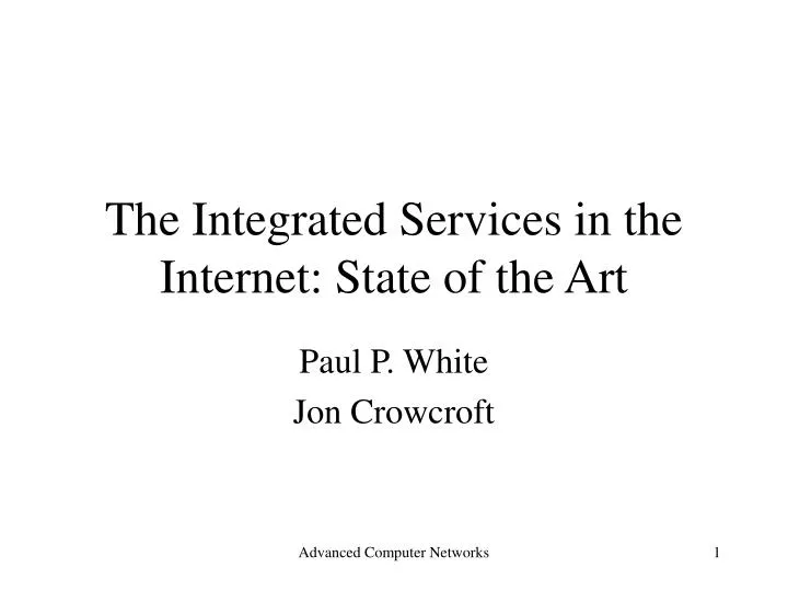 the integrated services in the internet state of the art